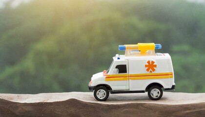 Mini ambulance toy on the beach - Powered by Adobe