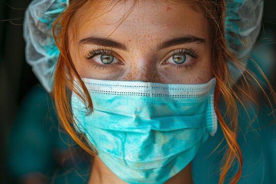 Coronavirus, Epidemic Outbreak. A woman, a girl with a mask on her face holds an injection. Test yourself, stay home, and save lives.