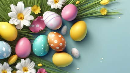 Obraz na płótnie Canvas Bright Easter Monday poster design, , realistic, HD, copy space