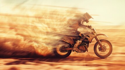 A motorcycle racing in the desert, Double exposure, capture photography, Graphics, UHD, hyper quality, AI Generative