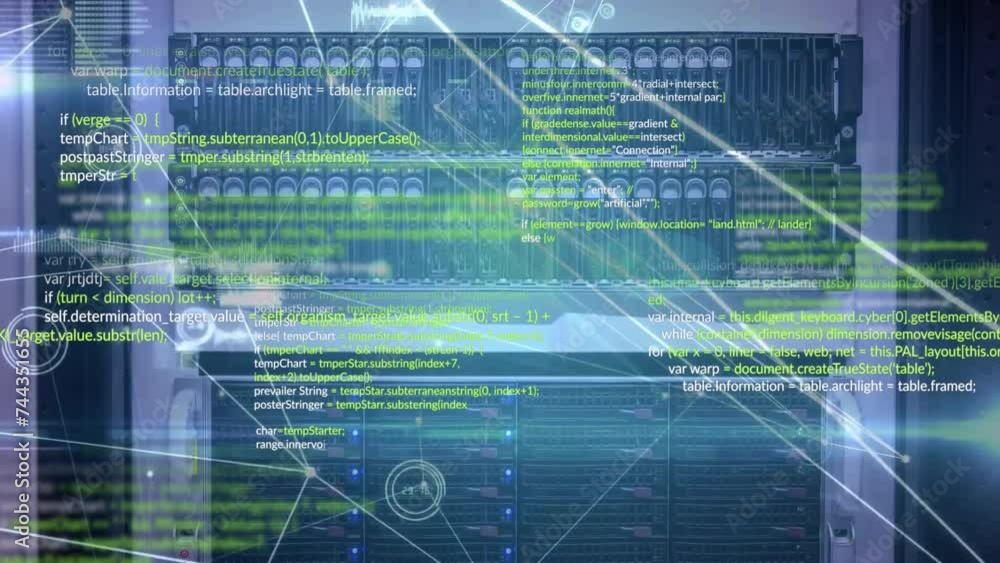 Poster animation of data processing over computer server