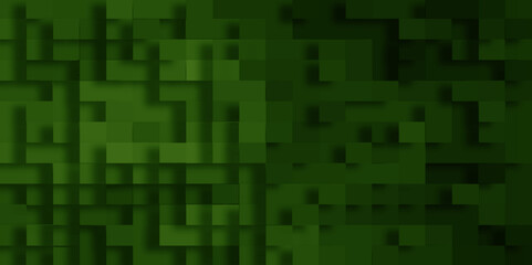 Obraz premium Modern abstract geometric green block pattern with squares, Geometric background in Origami style with soft green square and triangle shapes, Green Squares Background with geometric pattern.