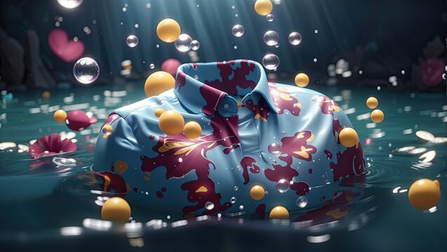 a shirt floating in the water with bubbles © Rifat