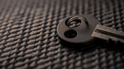 Closeup of the key finders button with a textured surface for easy gripping.