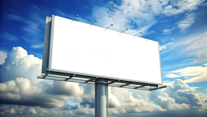 A blank billboard displayed for mockup with a sky background