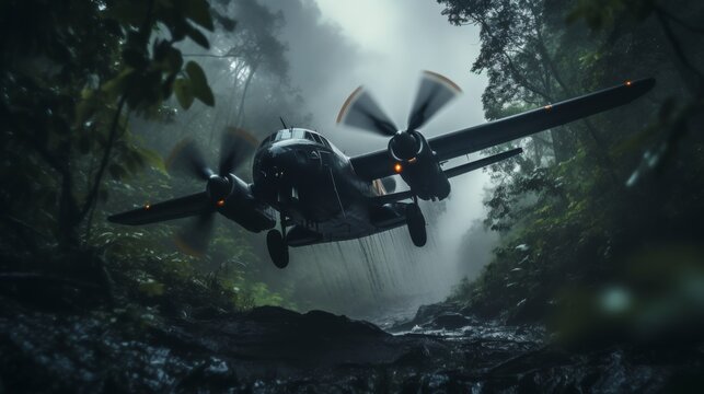 a plane crashes into a dark forest