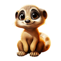 Fototapeta premium Cute Meerkat Cartoon Illustration Isolated on Transparent Background