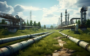 gas pipe of oil refinery plant factory