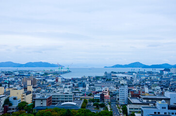 Cityscapes of Marugame bay in Kagawa prefecture, Shikoku, Japan.