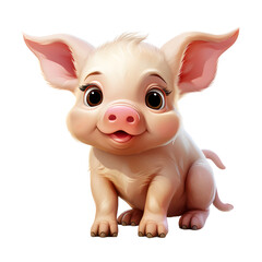Cute Little Pig Cartoon Illustration Isolated on Transparent Background