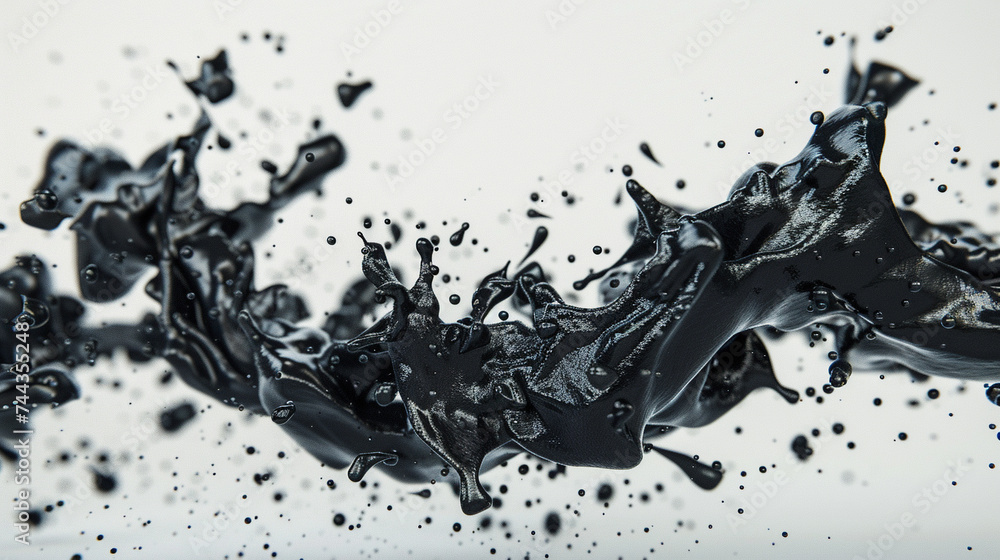 Poster 3d render of a black fluid simulation showing the chaotic beauty of fluid dynamics