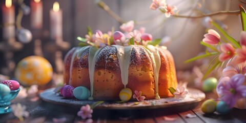 Fototapeta na wymiar Traditional Easter baking sweet cake for the holiday
