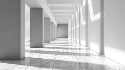 3d render of a corridor with a seamless transition from light to dark