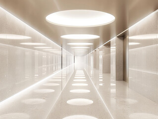 3d render of a corridor with a sleek high gloss reflective surface