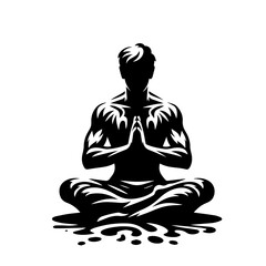 Person meditating vector isolated on white background 