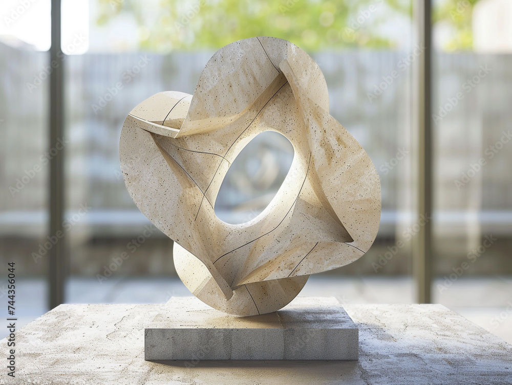 Poster 3d render of a geometric sculpture that appears different from every angle