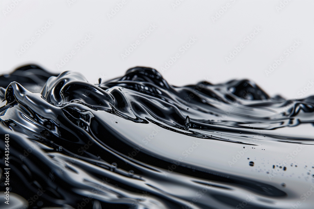 Poster 3d render of a minimalist black fluid pattern against a stark background evoking a sense of depth