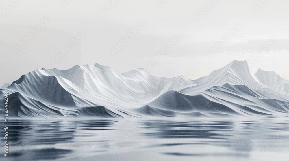 Poster 3d render of a minimalist interpretation of a mountain range in geometric form
