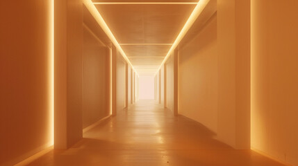 3d render of a minimalist corridor with a monochromatic matte finish