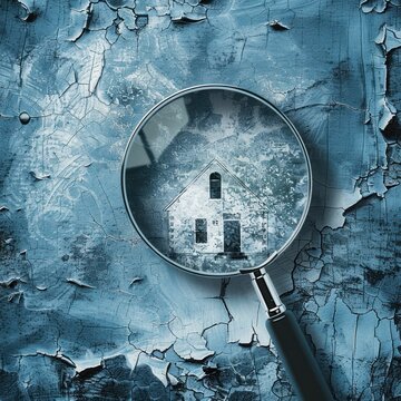 Captivating image of a house magnified through a magnifying glass, highlighting the intricate details and inviting charm.