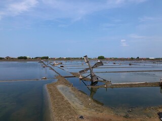 salt ponds flooded with rainwater