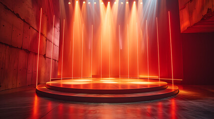 Fototapeta na wymiar Red and orange lamp on stage AI Image Generative.