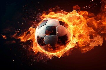 Soccer ball fire mockup. Fast art. Generate Ai