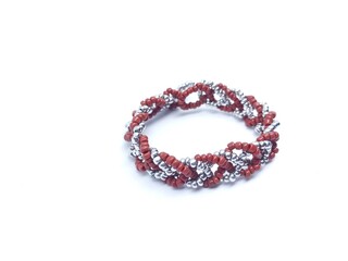 Bead bracelet, handmade isolated on white
