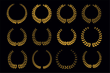 eye catching golden laurel frame dark background in collection