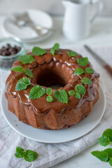 Sweet Homemade Dark Chocolate Bundt Cake  - 744358805
