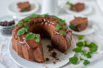 Sweet Homemade Dark Chocolate Bundt Cake  - 744358857