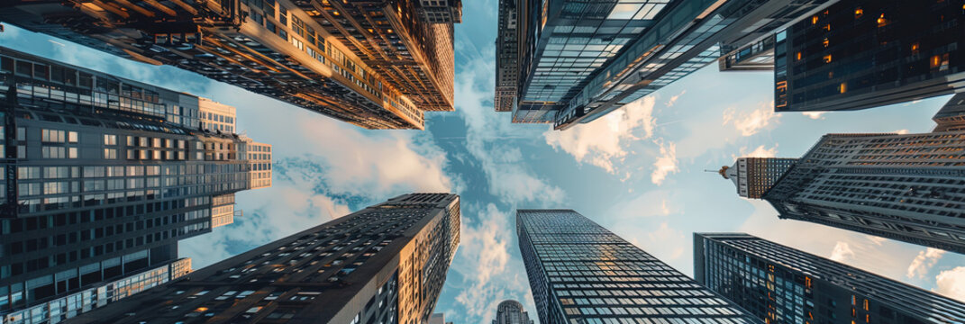 City skyscrapers - urban buildings for corporate and business usage - Powered by Adobe