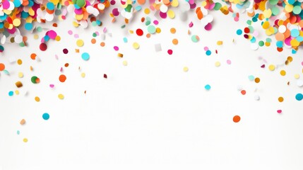Colorful confetti on white background