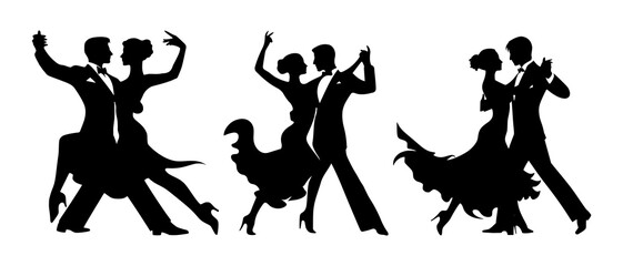 Salsa Dance Partners black filled vector Illustration