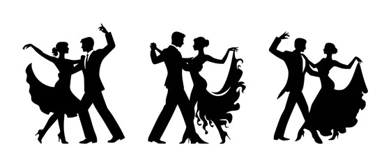 Salsa Dance Partners black filled vector Illustration