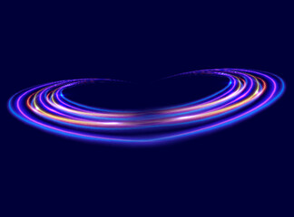 The speed line is blue and red in color. The spiral wave looks like a road. Light curved blue speed line swirls and Glitters. Spinning dynamic neon circle.