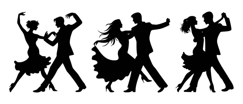 Salsa Dance Partners black filled vector Illustration