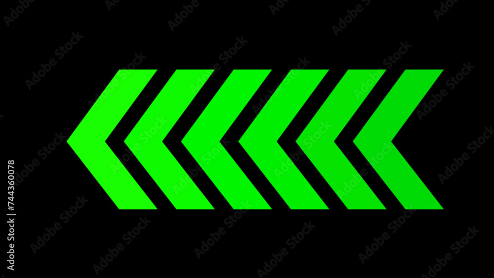 Poster green arrows indicate the direction of the overlay video layer. swipe left navigation animation. bli
