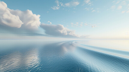 3d render of a serene landscape where the horizon curves upwards creating a visible loop of land and sky