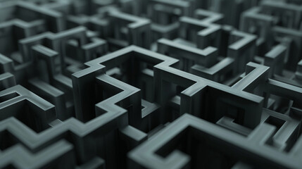 3d render of a series of interlocking geometric shapes forming a complex maze