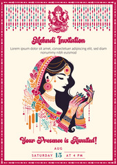 Indian bride mehndi template best for mehndi invitation ceremony 