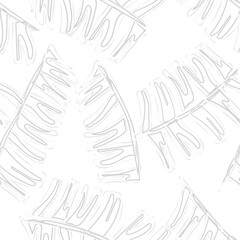Monochrome Tropical Leaf Seamless Pattern Design