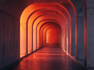 3d render of a tunnel with a minimalist aesthetic featuring a single bold line of color