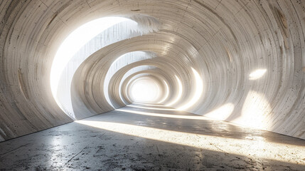 3d render of a tunnel with a minimalist approach to texture and light