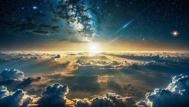 Sunrise over the earth, 4k, background, animation video, seamless looping