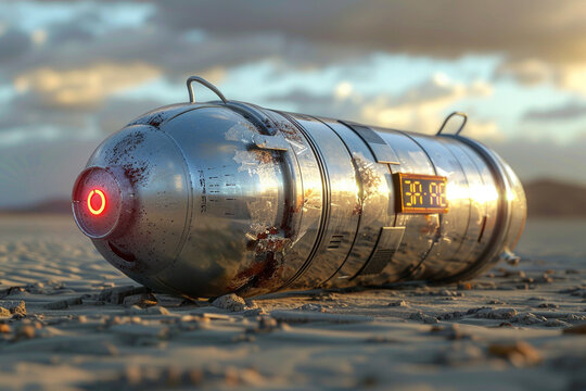 3d render of an electromagnetic pulse EMP grenade with a digital timer