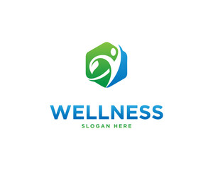 Natural health wellness fitness and yoga logo design concept vector template.