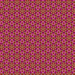 Abstract floral geometric mosaic tile fabric pattern Vivid hot pink, purple, yellow, green colors