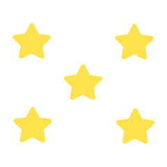 Five stars rating icon on transparent background. Five golden star rating illustration vector. Premium quality customer service. Customer feedback ranking system. Feedback concept