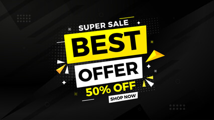 Best Offer Discount banner. Offer sale banner vector template. Sale label and discounts background, Discount Promotion marketing poster design for web and Social. Vector Illustration.